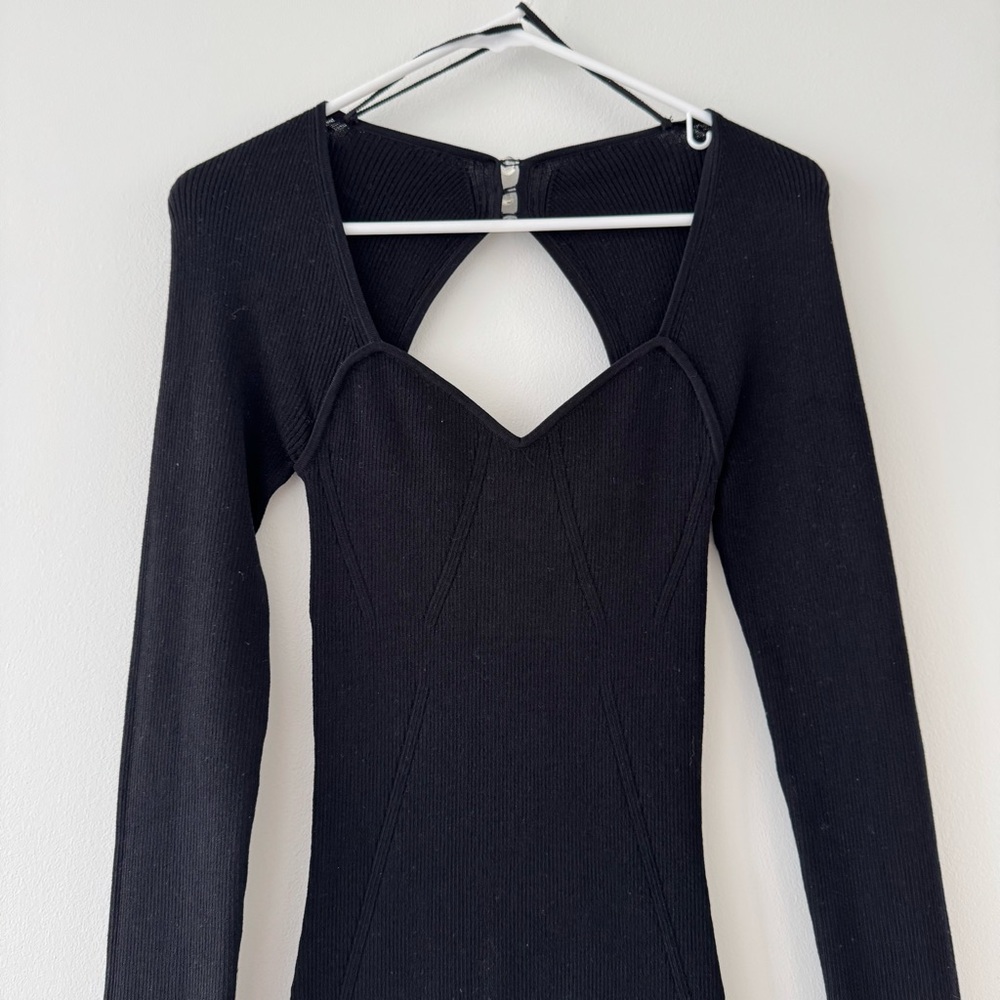 & Other Stories Sweetheart Neckline Ribbed Knit Dress
